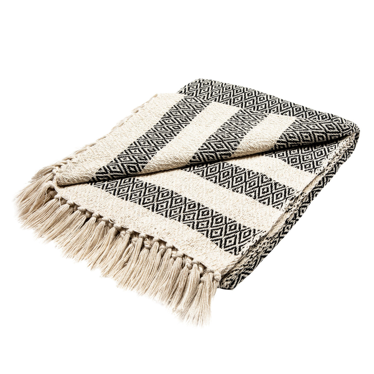 Scandi Boho White Tassel Cotton Blanket Throw – Dusk Furniture