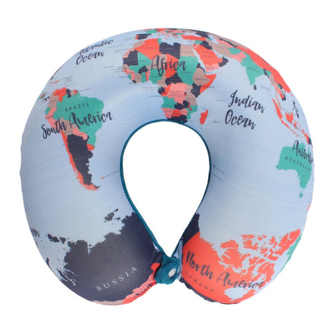 Luxury World Map Memory Foam Travel Pillow