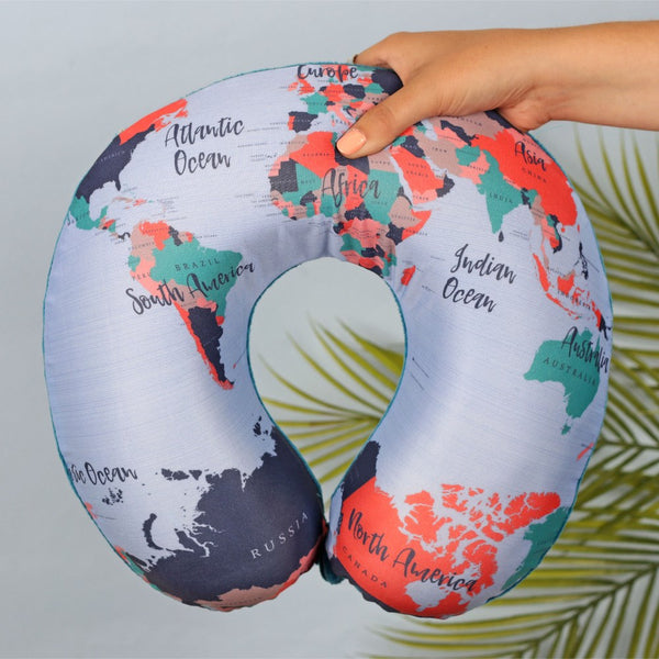 Luxury World Map Memory Foam Travel Pillow
