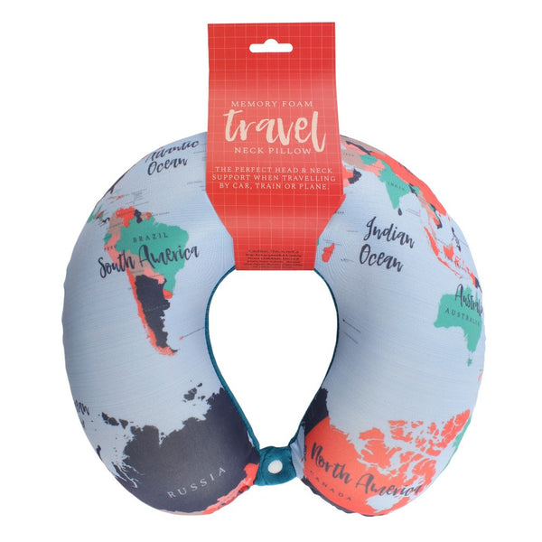Luxury World Map Memory Foam Travel Pillow