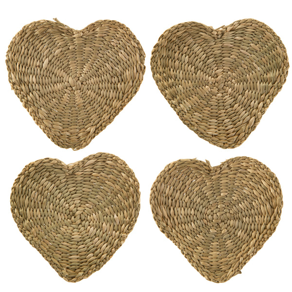 Heart Seagrass Coasters - Set of 4