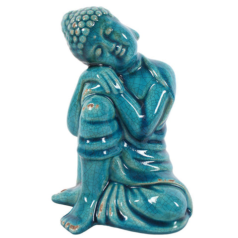 Blue Ceramic Sitting Knee Thai Buddha