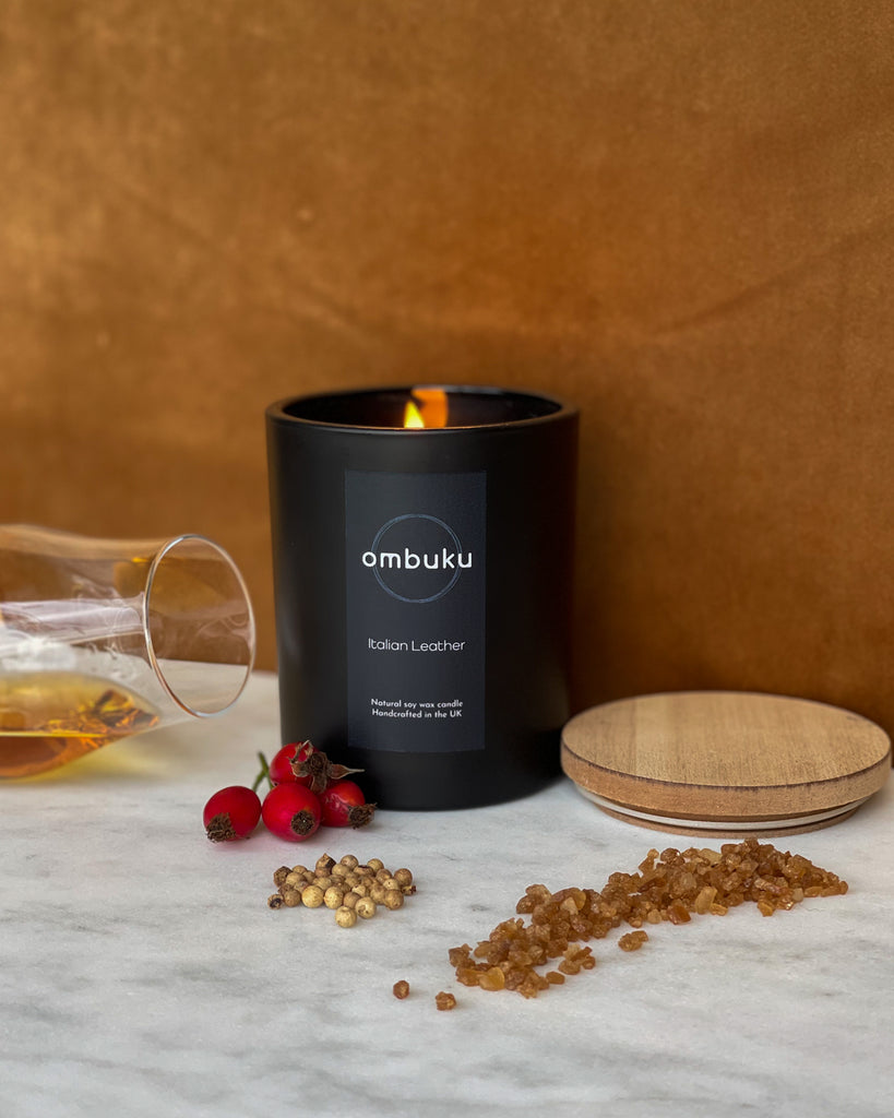 Italian Leather Scented Candle Dusk Furniture