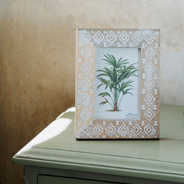 Wooden Tribal Diamond Photo Frame