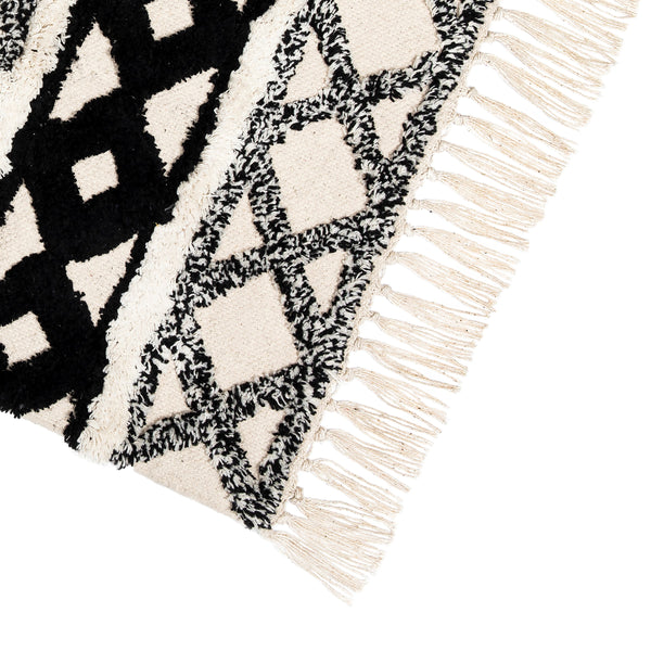 Scandi Boho Cotton White Tassel Rug