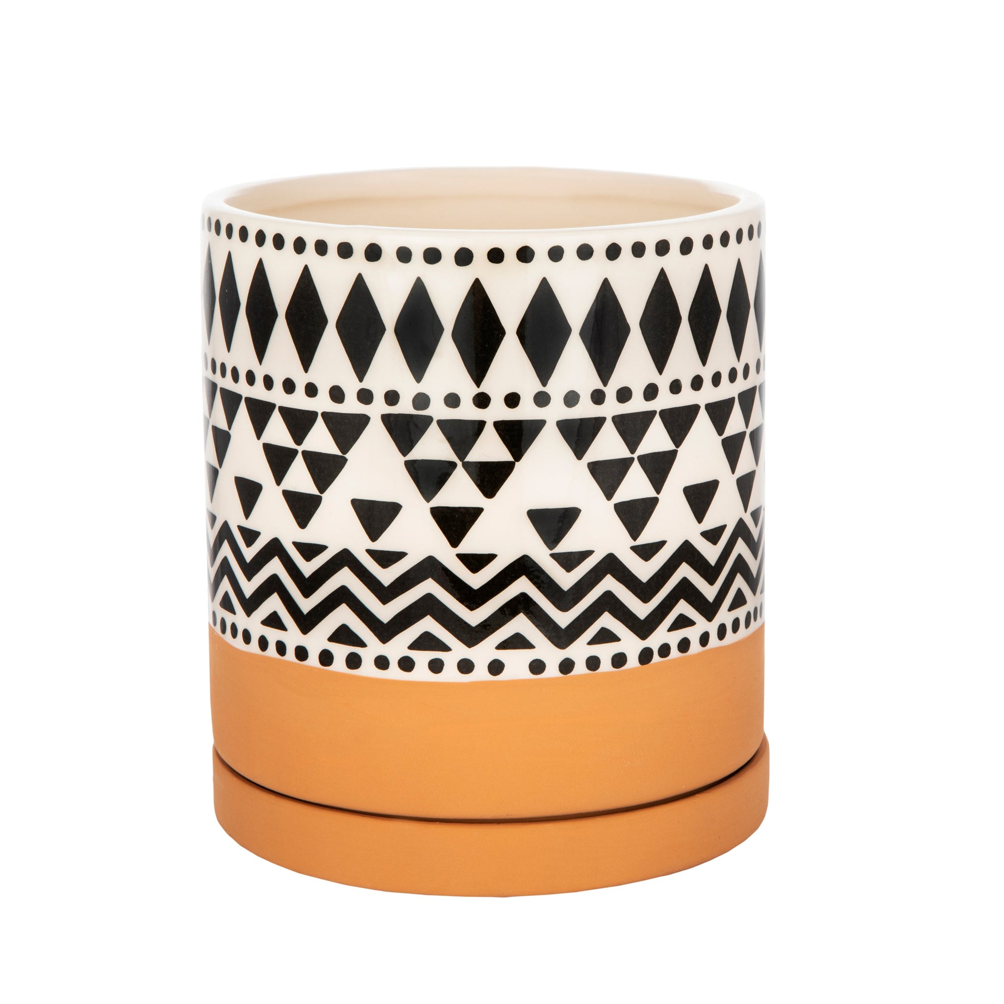 Scandi Boho Tribal Geo Planter With Saucer