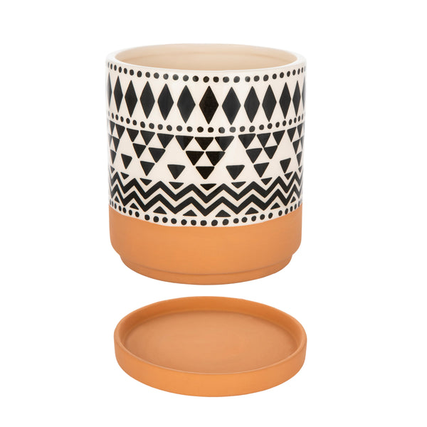 Scandi Boho Tribal Geo Planter With Saucer