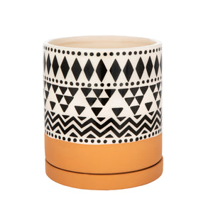Scandi Boho Tribal Geo Planter With Saucer