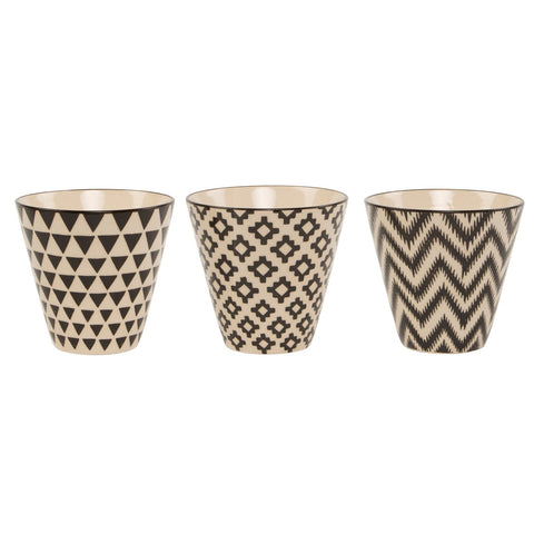 Set of 3 Black Geo Mini Planters