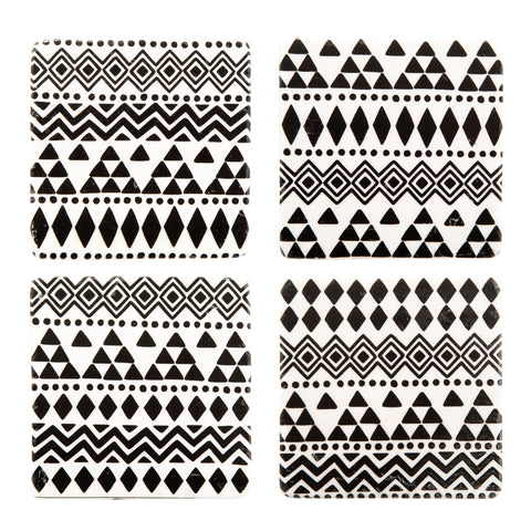 Set of 4 Scandi Boho Geo Tribal Coasters