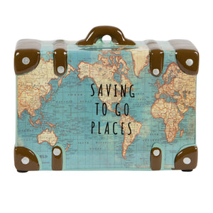 Saving to Go Places Vintage Map Money Pot