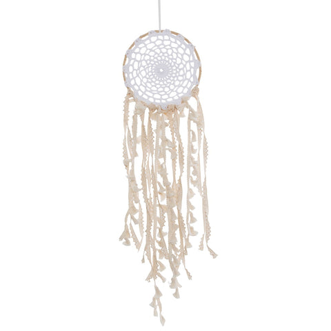White Boho Macramé Dreamcatcher
