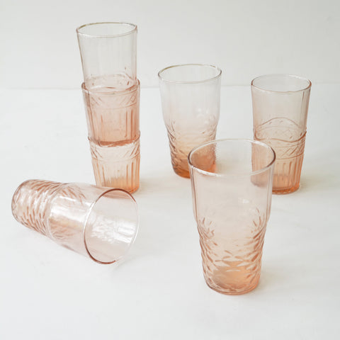 Freya Water Glasses (Set of 6 Assorted) - Pink