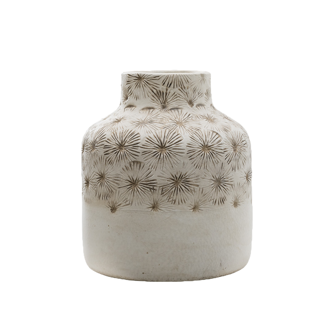 Zinnia Ceramic Vase - Medium/Dipped Cream