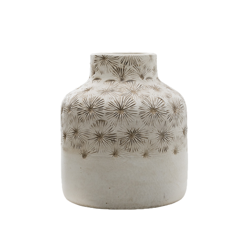 Zinnia Ceramic Vase - Medium/Dipped Cream